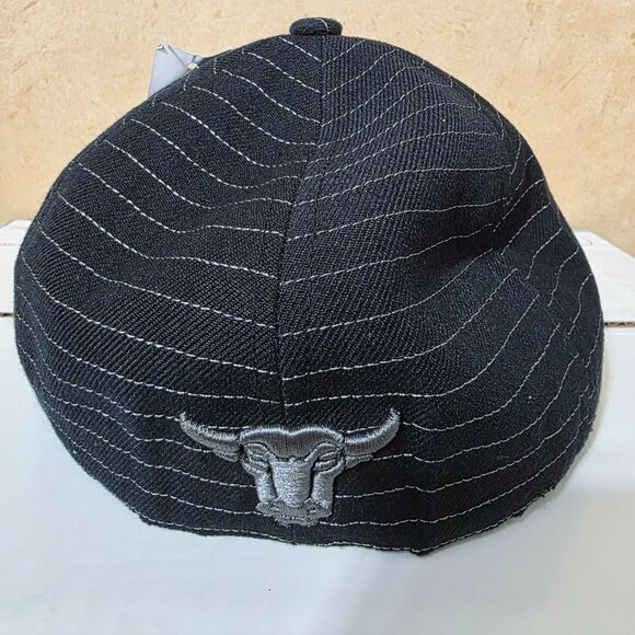 TNT Sports Texas Bull Pinstripe Fitted Hat XL Black Flat Brim NWT - Picture 4 of 9